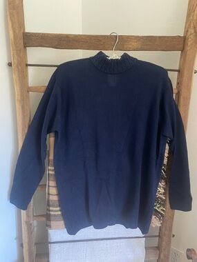 VTG Womens’ Navy Cashmere/Silk Mock Neck Sweater